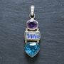 Multi Gemstone Crystal Pendant Set In Sterling Silver, thumbnail 1 of 12