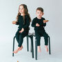 Black Matching Adults Pyjamas | Ribbed Loungewear, thumbnail 4 of 6