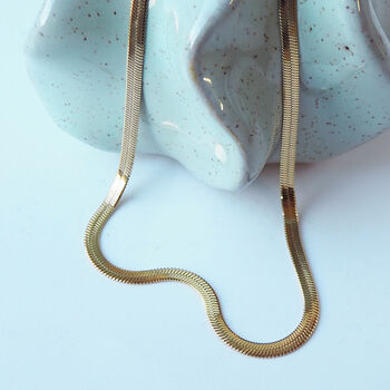 Gold Flat Snake Necklace – 18 K Gold Plated Waterproof Chain, 7 of 8