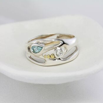 Blue And White Topaz Silver Ring, 2 of 7