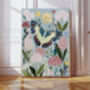 Butterfly Floral Abstrct Blue Art Print, thumbnail 1 of 4