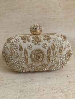Gold Silk Oval Clutch Bag, 9 of 9