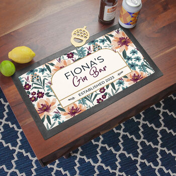 Personalised Floral Gin Bar Mat, 5 of 5