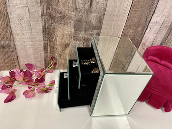 Glass Diamante Mirror Jewellery Box Home Decor Gift, 6 of 10
