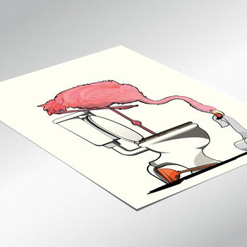 Flamingo On The Toilet Poster. Funny Safari Print, 3 of 6