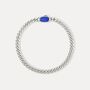 Silver Lapis Gemstone Cuban Bracelet For Men, thumbnail 2 of 10