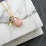 Blush Pink Gemstone And Bee Necklace, thumbnail 1 of 3