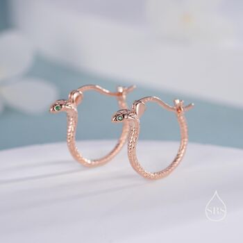 Sterling Silver Cobra Snake Hoops, 4 of 10