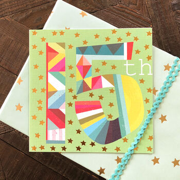 Gold Foiled Number Fifteen Card, 4 of 5