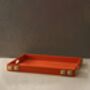 Handmade Orange Leather Tray With Brass Stud Detail, thumbnail 1 of 2