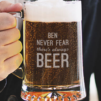 Personalised 'Never Fear' Beer Tankard, 2 of 2