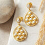 Pearl Gold Plated Silver Pear Drop Earrings, thumbnail 5 of 8