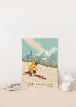 Mayrhofen Ski Resort Austria Travel Poster Art Print, 2 of 8