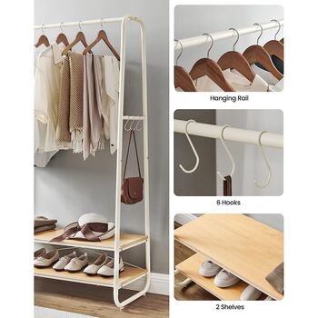 Clothes Rack Clothes Rail With Shelves And Hooks, 3 of 7