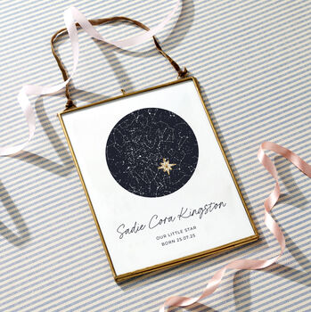 Personalised New Baby Night Sky Hand Stitched Print, 3 of 4
