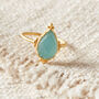 Aquamarine Pear Shaped Matt Gold Vermeil Ring, thumbnail 8 of 10