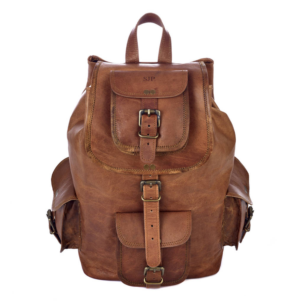 Personalised Large Leather Rucksack By Paper High | notonthehighstreet.com