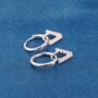 Silver Initials Hoop Earrings, Initial V Earrings, Pave Hoops, thumbnail 4 of 7