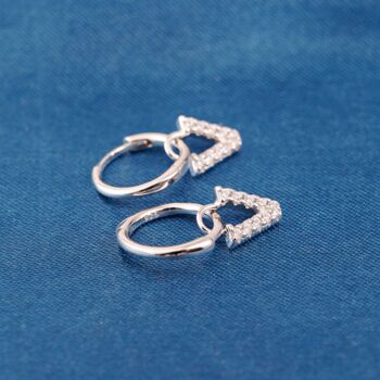 Silver Initials Hoop Earrings, Initial V Earrings, Pave Hoops, 4 of 7