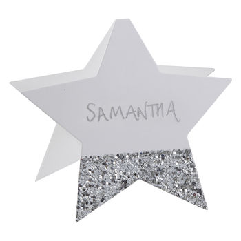 Silver Glitter Star Shaped Name Place Cards, 2 of 3