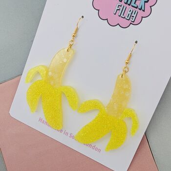 Split Banana Glitter Earrings, 5 of 5