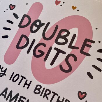 Girl's 10th Birthday Card Double Digits Or Ten Today, 5 of 7