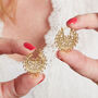 Flat Detailed Gold Filigree Hoop, 18 K Gold Vermeil, thumbnail 10 of 11