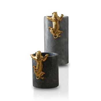 Handmade Brass Handcrafted Accent Marble Vase Set, 3 of 4