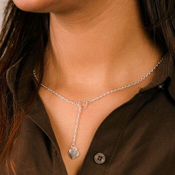 Heart Drop Lariat Circle Love Y Shape Necklace, 6 of 9