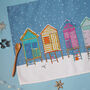 Norfolk Beach Huts Christmas Tea Towel, thumbnail 2 of 3