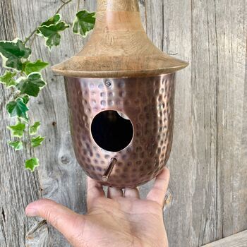 Copper Bird House With Wooden Roof Ltzaf016, 8 of 8