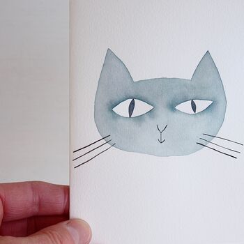 Handmade Watercolour Personalised Cat Painting Card, 9 of 12