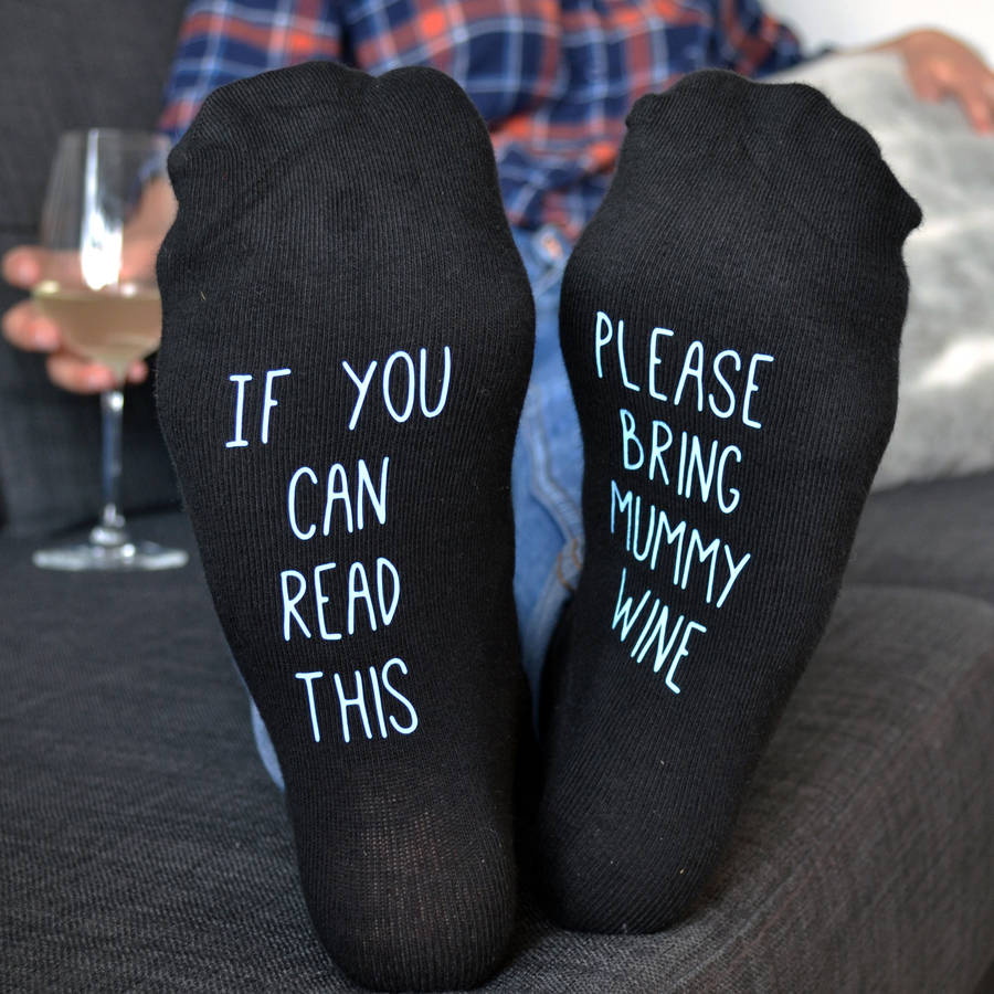 hidden message please bring wine personalised socks by alphs (alphabet ...
