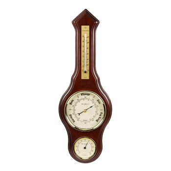 Mahogany Wooden Wall Weather Station Banjo Barometer, 2 of 4