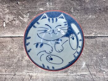 Red, Blue And White Cat Patterned Small Japanese Bowl, 11.5cm, 3 of 3
