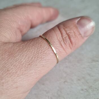 Hammered Super Thin 9ct Gold Ring, 4 of 5