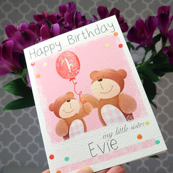 Personalised Bear Sibling Birthday Card, 8 of 9