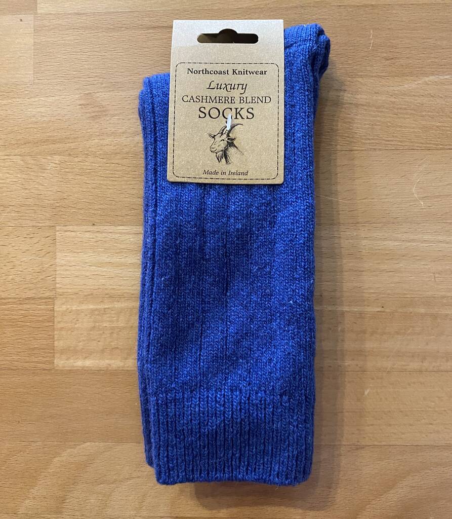 Mens Cashmere Blend Socks Airforce Blue By Heliotique
