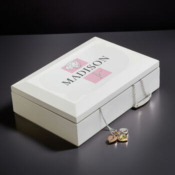 Personalised Birth Flower Wooden Jewellery Box, 6 of 8