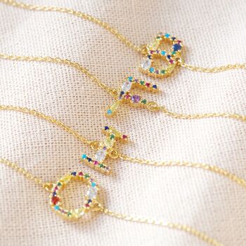 Rainbow Crystal Initial Bracelet In Gold Plating, 2 of 12