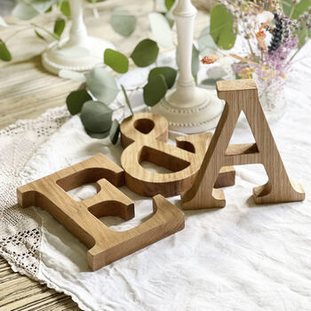 Personalised Couple Initial Oak Letters, 2 of 4