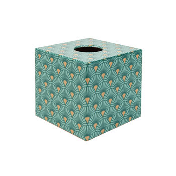 Wooden Tissue Box Cover Green Art Deco, 3 of 4