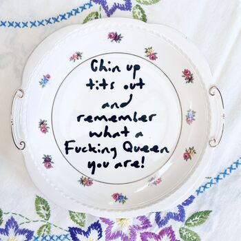 Chin Up Tits Out Upcycled Vintage Plate, 2 of 9
