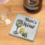Personalised Wine Glass Silver Slate Drinks Coaster, thumbnail 1 of 2