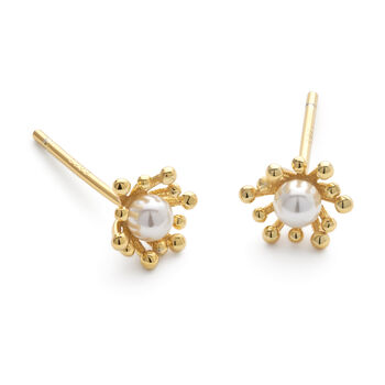 Flower Wreath Floral Gold Plated Stud Earrings, 2 of 5