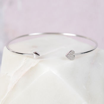 Sterling Silver Diamantè Heart Bracelet, 2 of 9