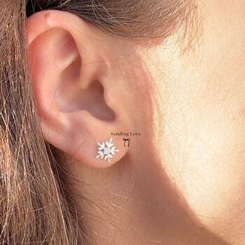 Snowflake Stud Earrings Christmas Gift For Her, 3 of 3