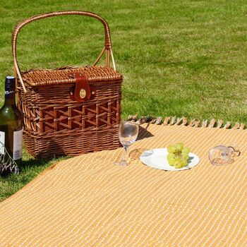 Mustard Yellow Picnic Blanket With Tassels, 6 of 8