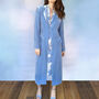 1940's Style Dress Coat In Cornflower Blue Silk Velvet, thumbnail 1 of 2