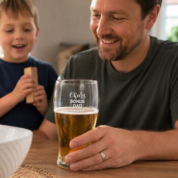 'Bonus Dad' Pint Glass Father's Day Gift For Stepdad, 3 of 9